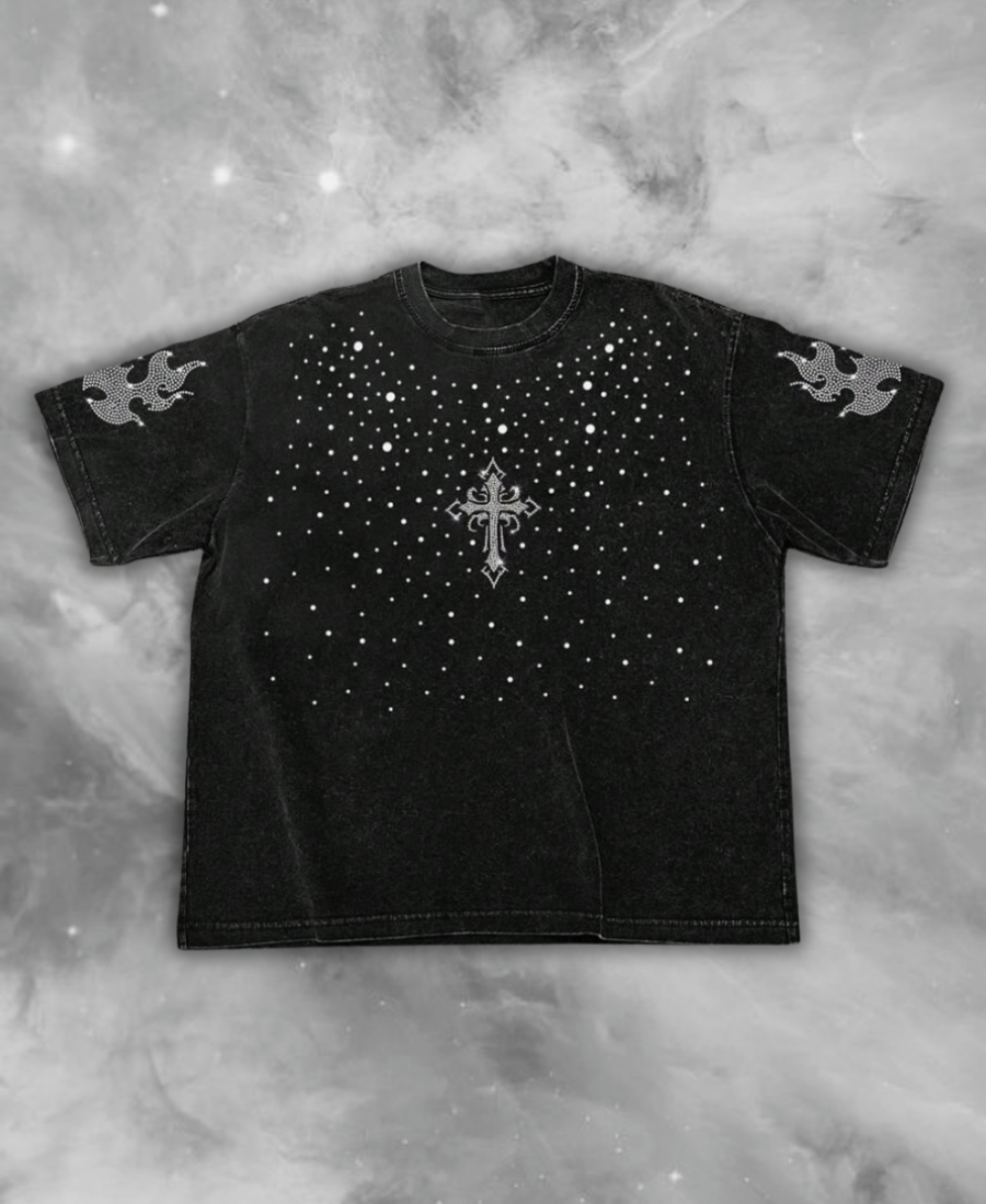 Cross Flama Rhinestone Tee