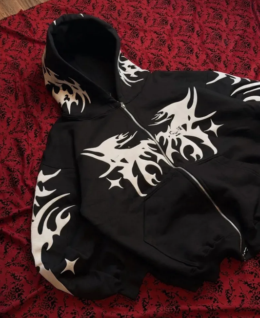 Chaos Marks Zip-Up Hoodie