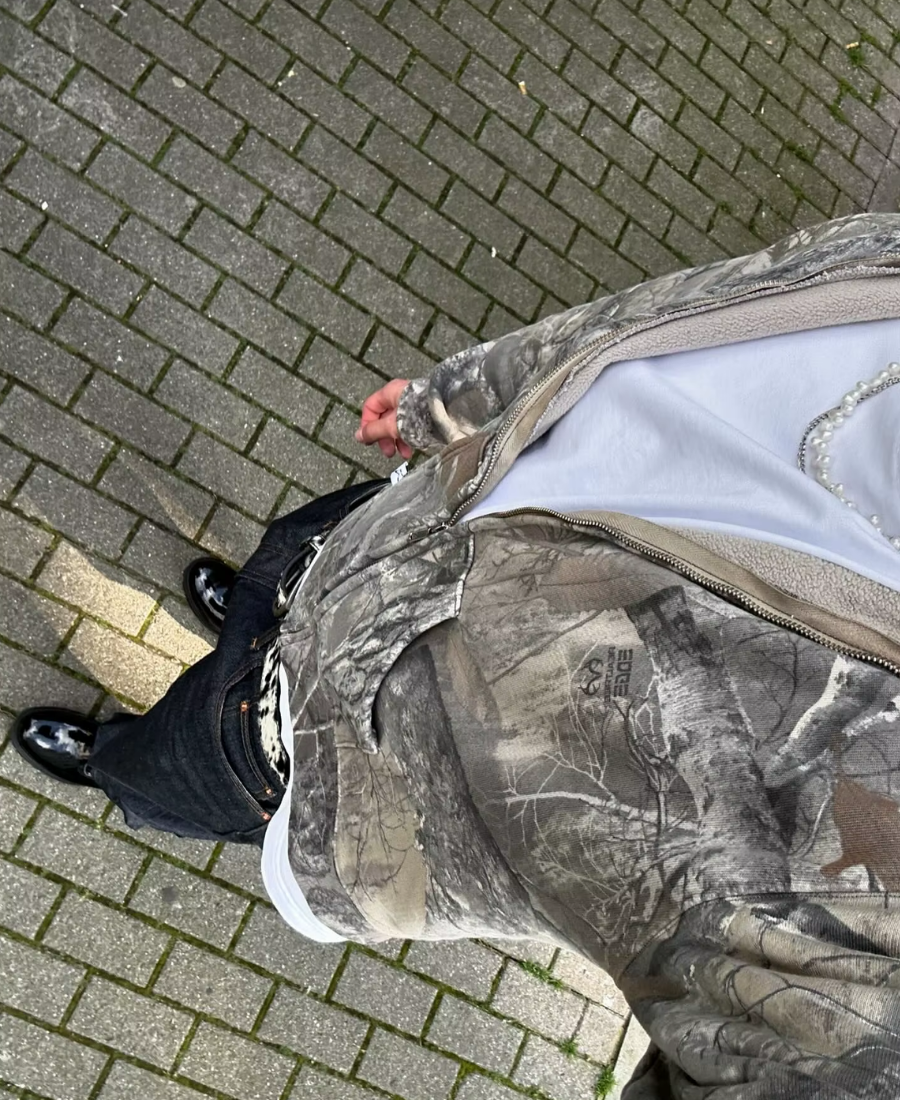 Camouflage Pattern Zip-Up Hoodie