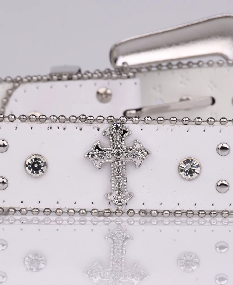 Rhinestone White Cross Premium Kemer