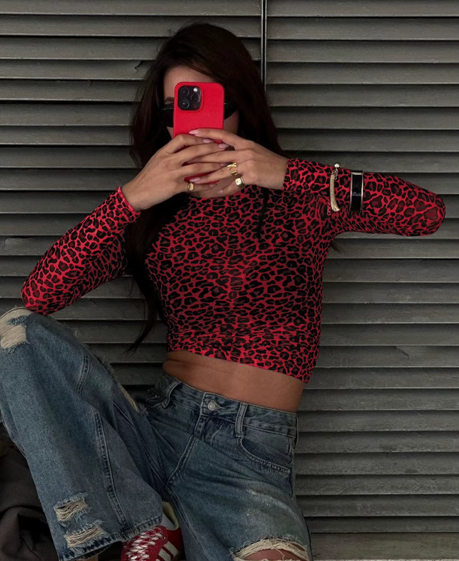 Leopar Drape Crop
