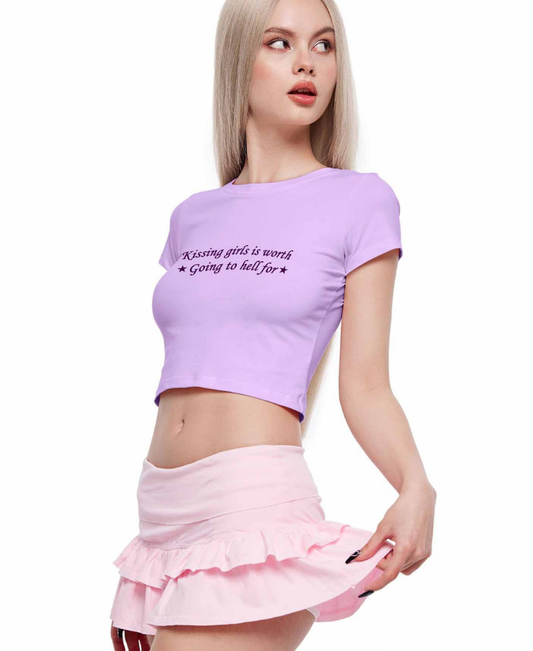 Kissing Girls Is Worth Y2K Baby Tee