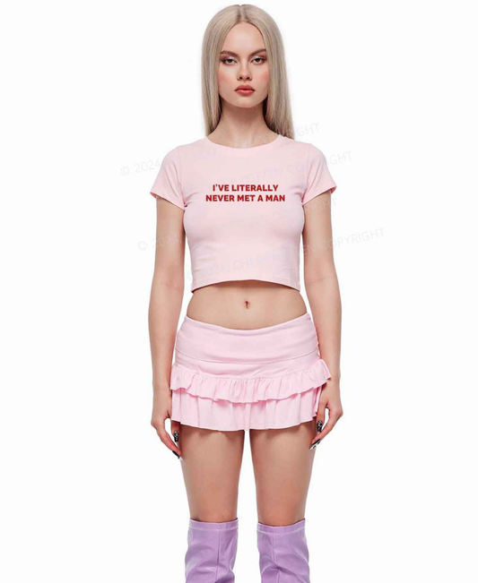 Never Met A Man Y2K Baby Tee