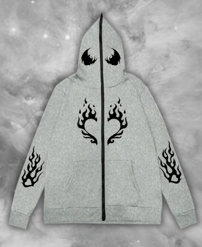 Heart Flame Zip-Up Hoodie