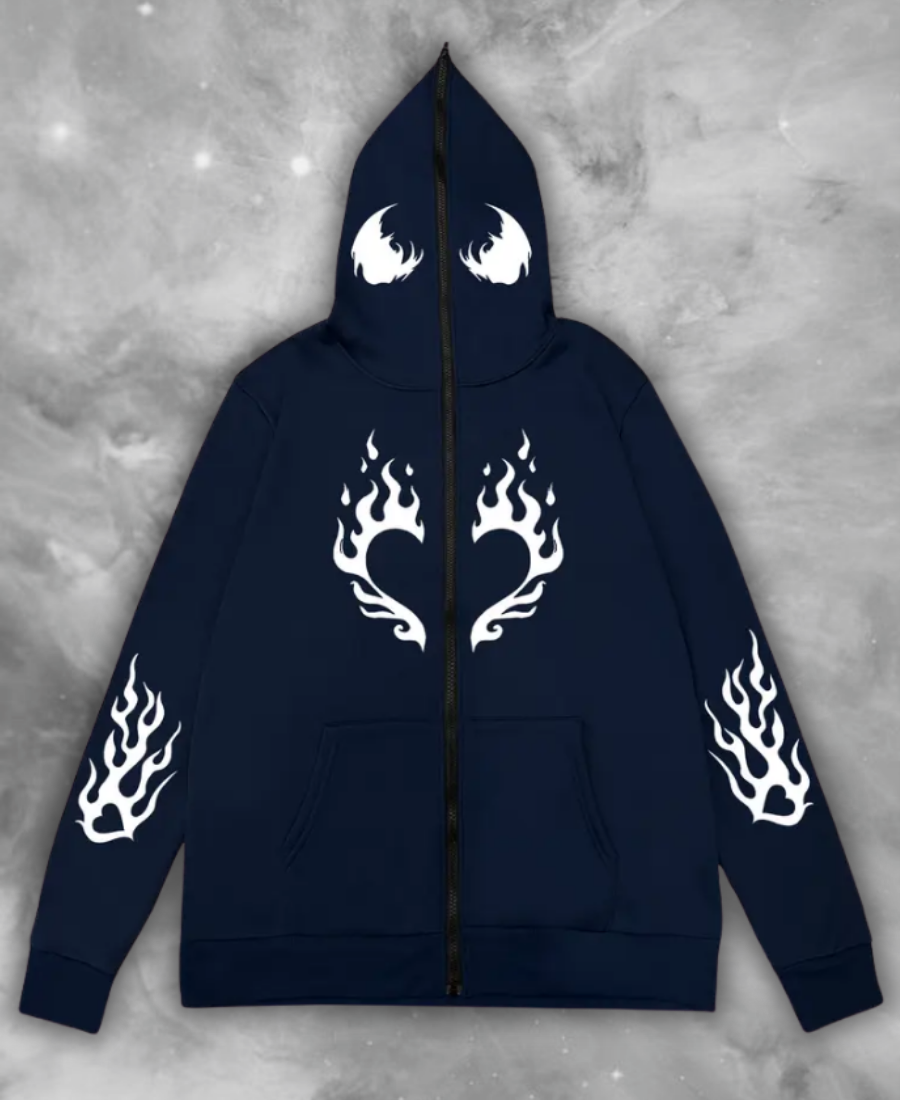 Heart Flame Zip-Up Hoodie