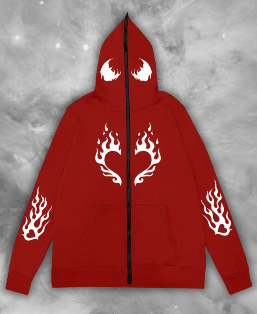 Heart Flame Zip-Up Hoodie