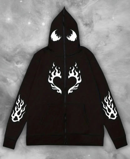 Heart Flame Zip-Up Hoodie
