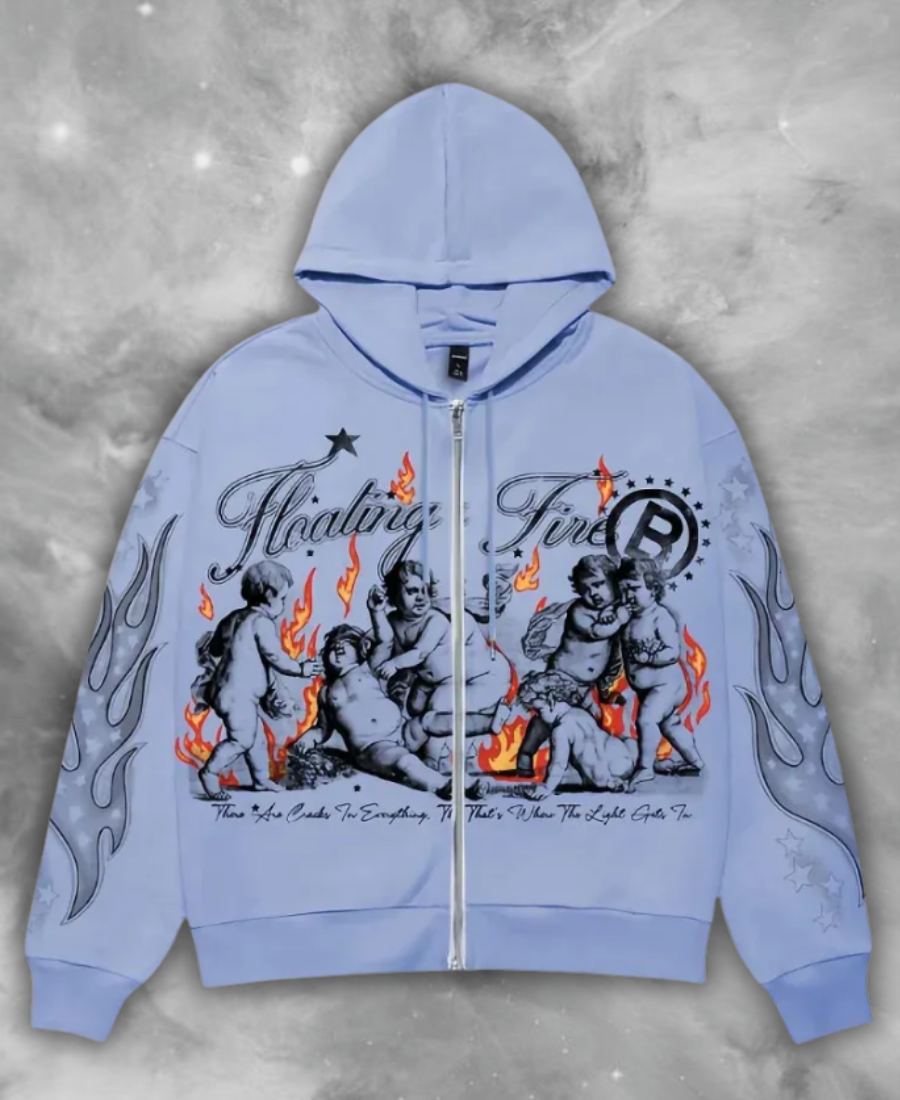 BARONOV Floating Fire Zip-Up Hoodie
