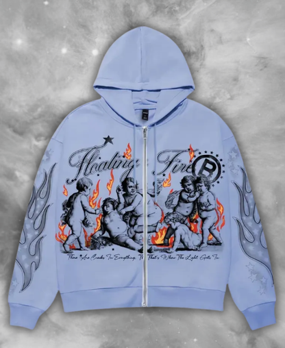 BARONOV Floating Fire Zip-Up Hoodie