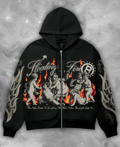 BARONOV Floating Fire Zip-Up Hoodie