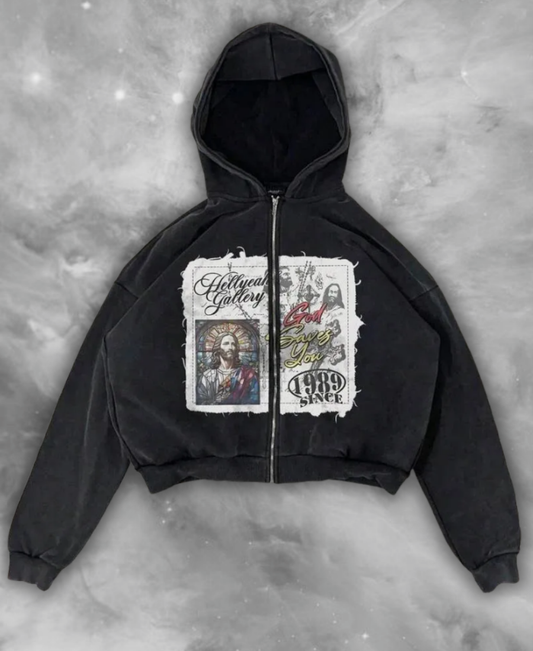 God Saves You Zip-Up Hoodie