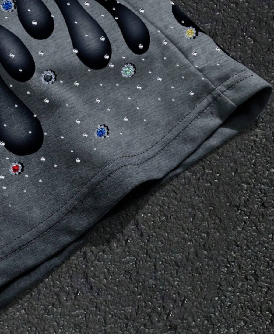 Los Angeles Flame Rhinestone Şort