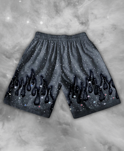 Los Angeles Flame Rhinestone Şort