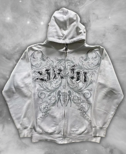 Gothic Silhouette Zip-Up Hoodie