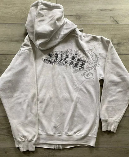 Gothic Silhouette Zip-Up Hoodie