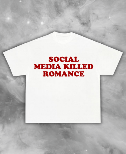 Social Media & Romance White Tee