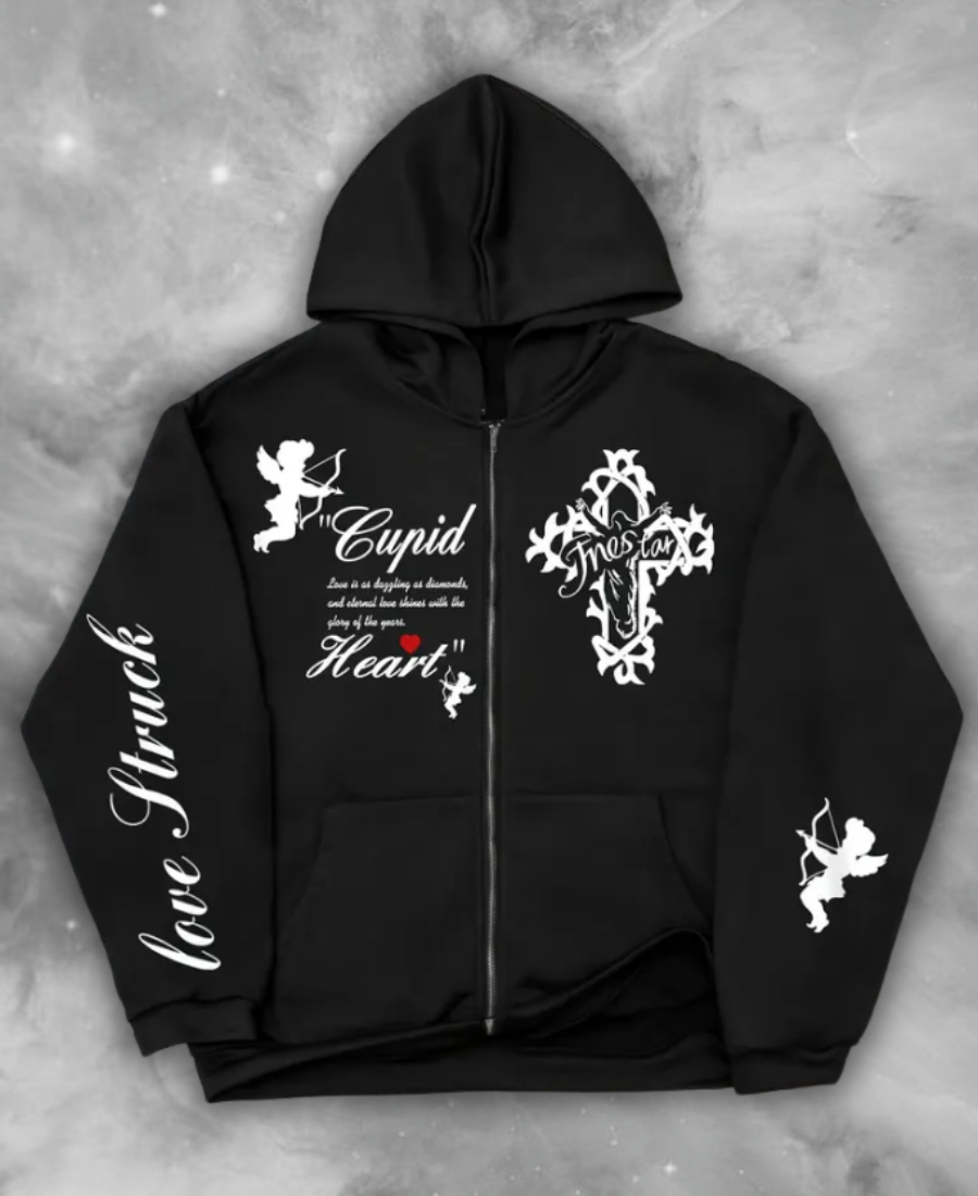 Cupid Heart Zip-Up Hoodie