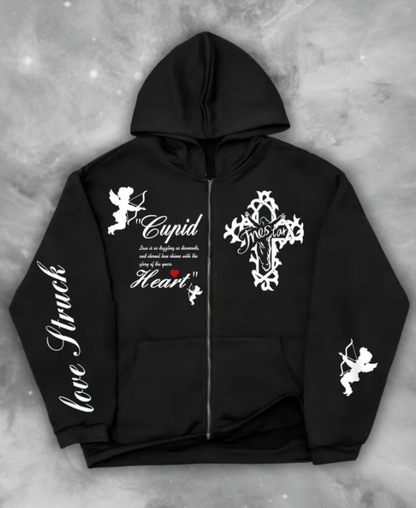 Cupid Heart Zip-Up Hoodie