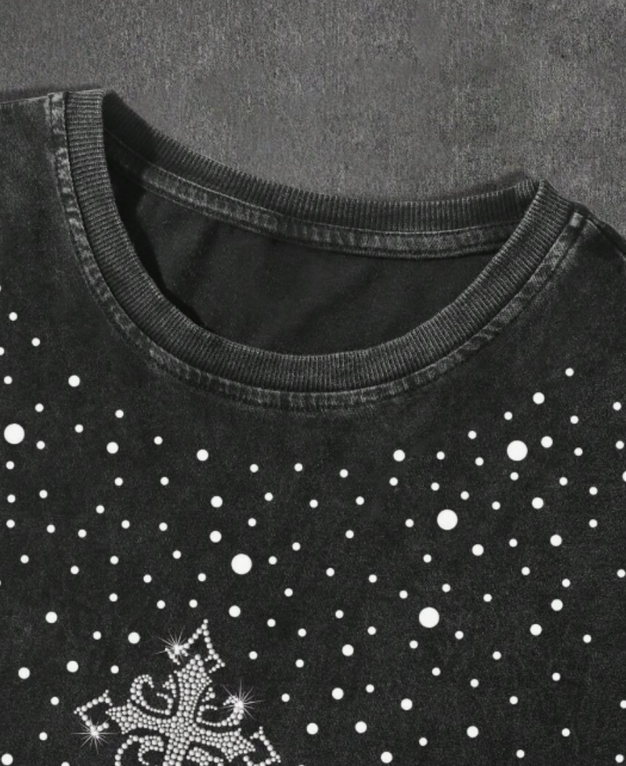 Cross Flama Rhinestone Tee