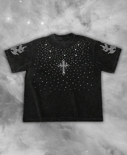 Cross Flama Rhinestone Tee