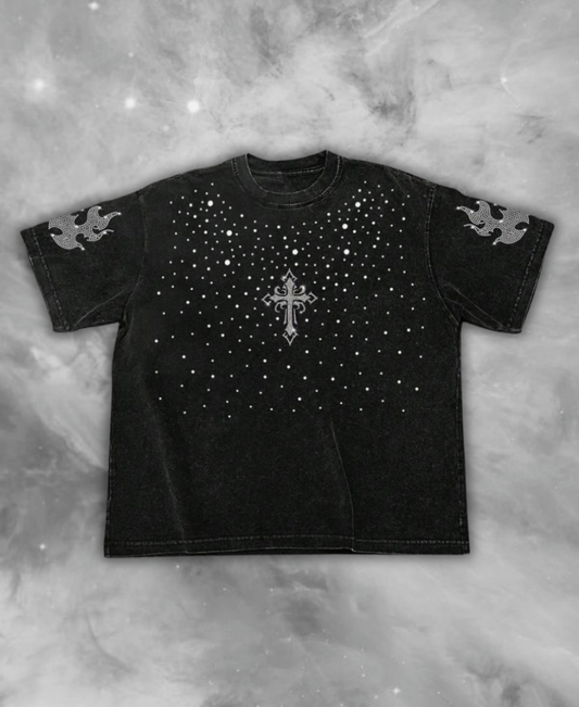 Cross Flama Rhinestone Tee