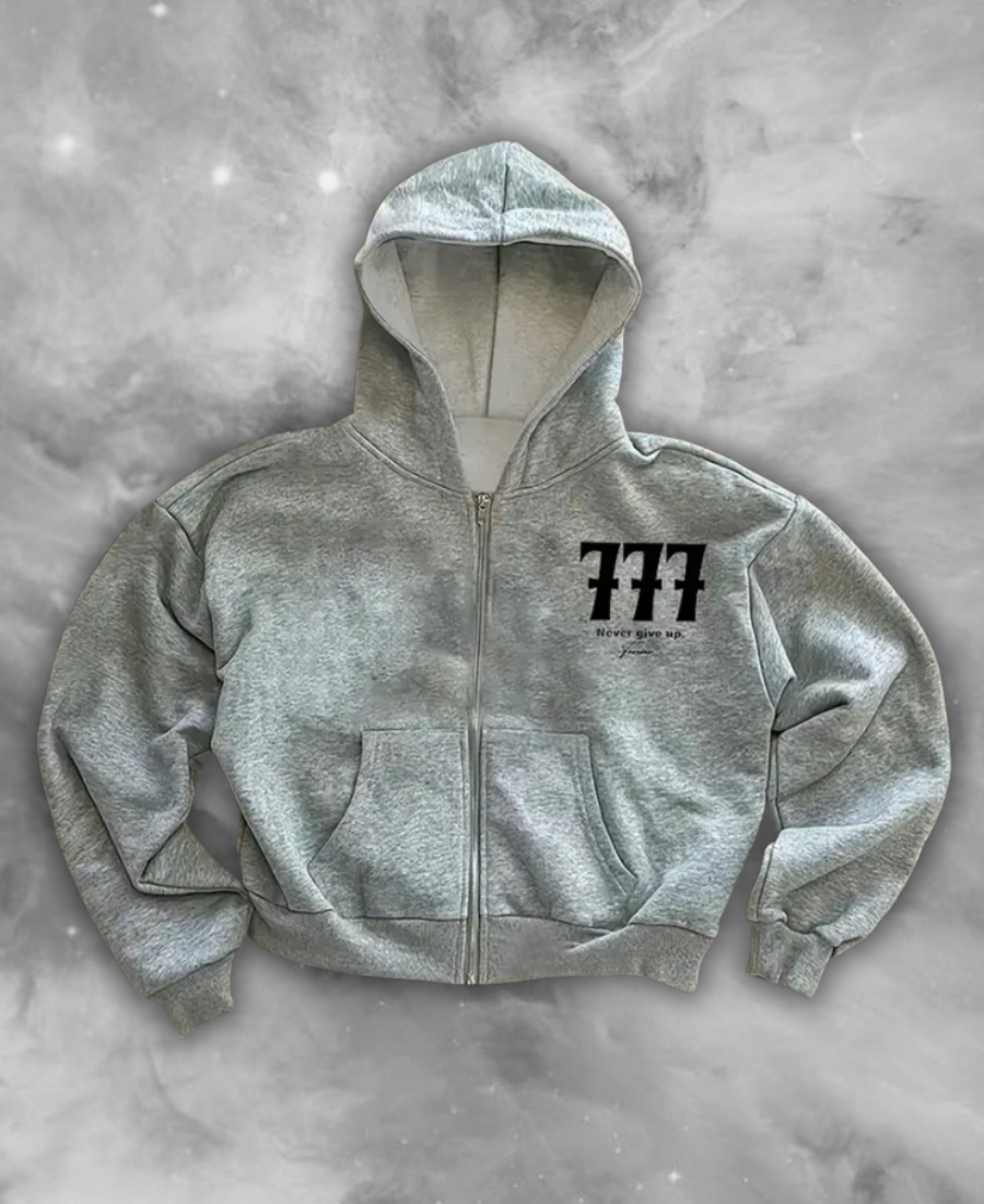 777 Never Give Up Zip-Up Hoodie