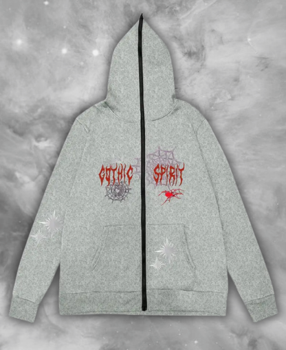 Gothic Spirit Web Zip-Up Hoodie