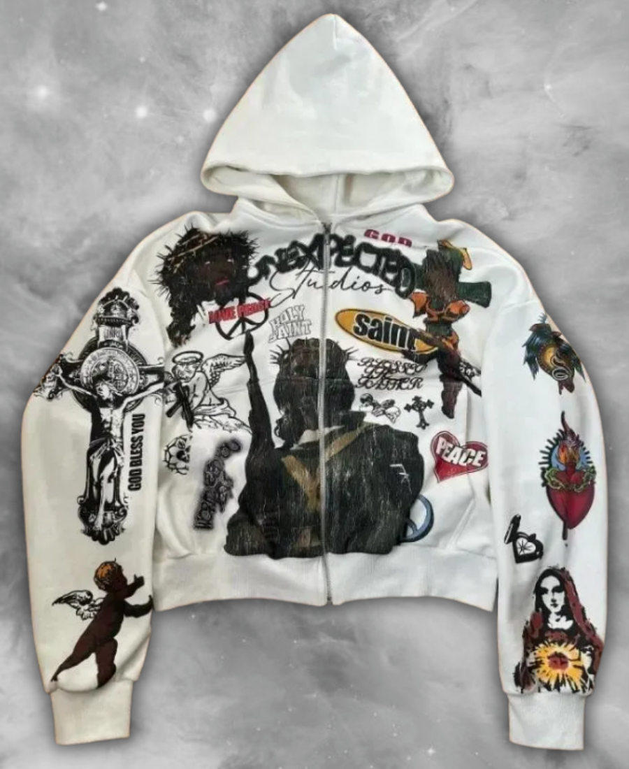 Divine Saint Full Print Zip Hoodie