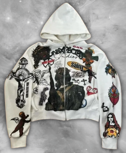 Divine Saint Full Print Zip Hoodie