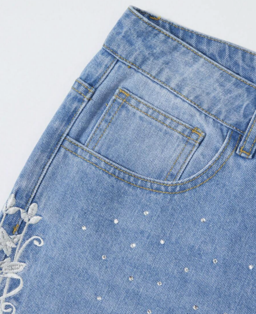 Tornado Rhinestone Kot Şort