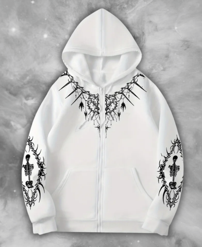 Skeleton "Eclipse Mirror" Zip-Up Hoodie