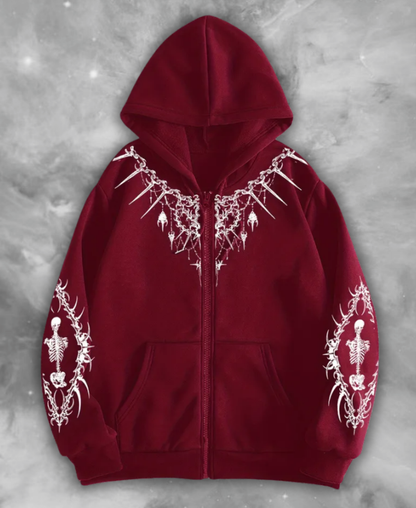 Skeleton "Eclipse Mirror" Zip-Up Hoodie