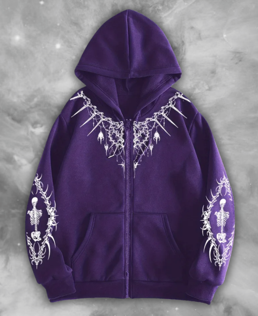Skeleton "Eclipse Mirror" Zip-Up Hoodie