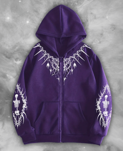 Skeleton "Eclipse Mirror" Zip-Up Hoodie