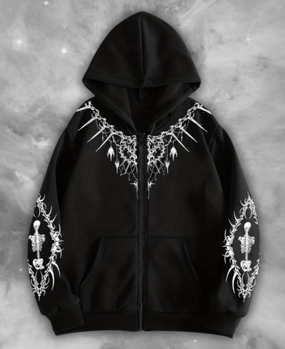 Skeleton "Eclipse Mirror" Zip-Up Hoodie