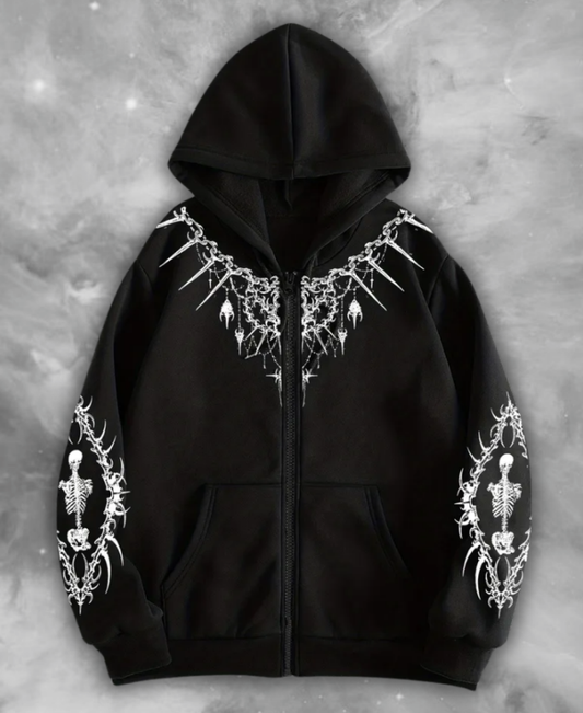 Skeleton "Eclipse Mirror" Zip-Up Hoodie