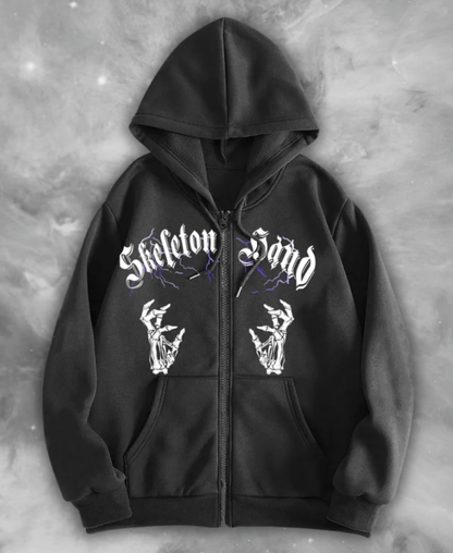 Skeleton Sign Zip-Up Hoodie