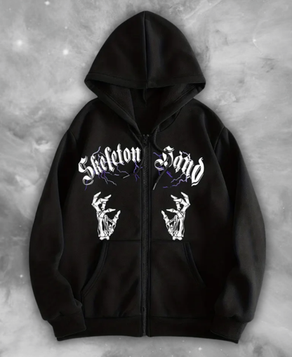 Skeleton Sign Zip-Up Hoodie