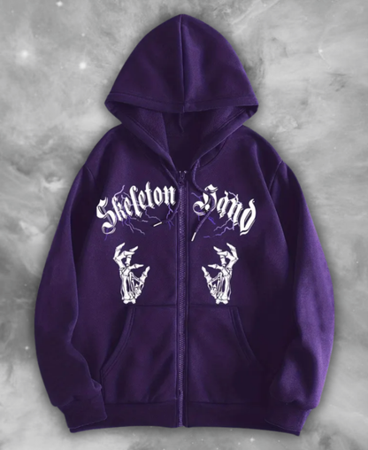 Skeleton Sign Zip-Up Hoodie