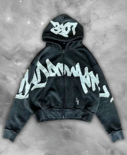 Blacked Out Arcs Zip-Up Hoodie