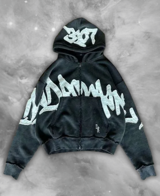 Blacked Out Arcs Zip-Up Hoodie