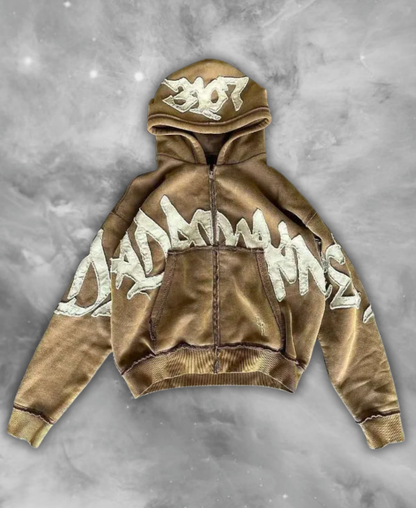 Blacked Out Arcs Zip-Up Hoodie