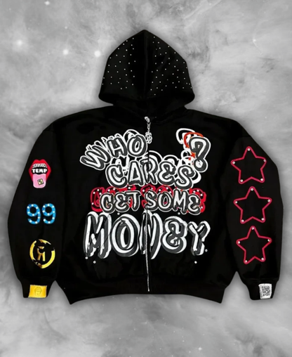 Blacked Out Arcs Zip-Up Hoodie