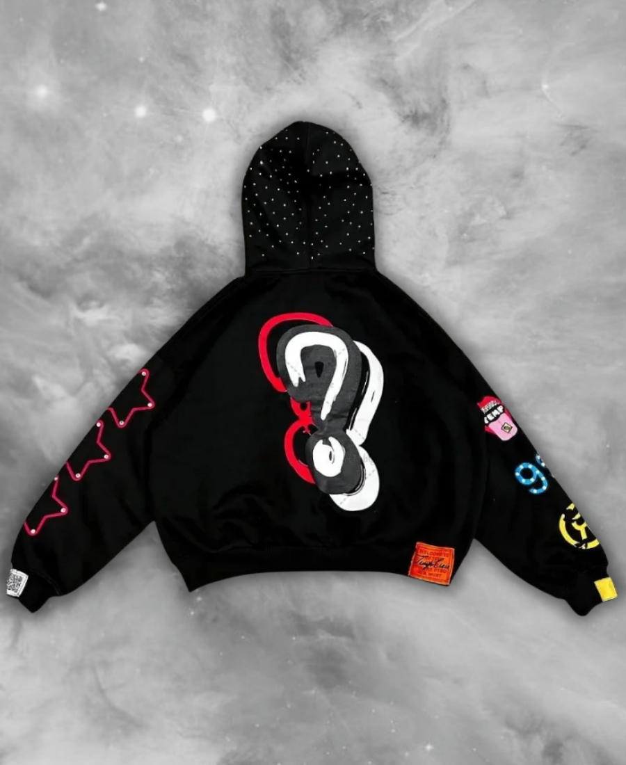 Blacked Out Arcs Zip-Up Hoodie