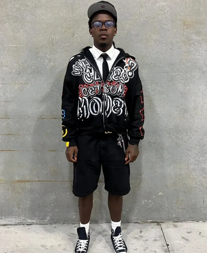 Blacked Out Arcs Zip-Up Hoodie