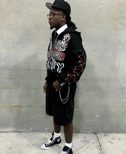 Blacked Out Arcs Zip-Up Hoodie