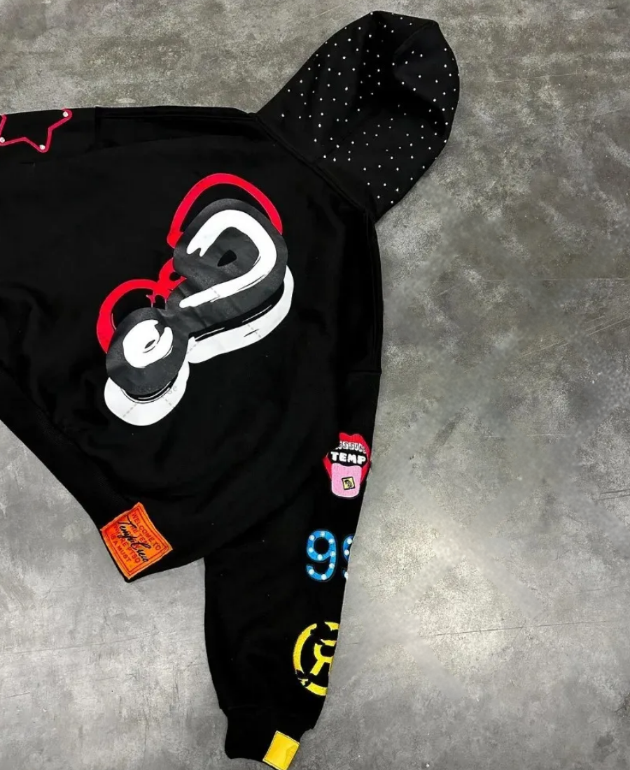 Blacked Out Arcs Zip-Up Hoodie