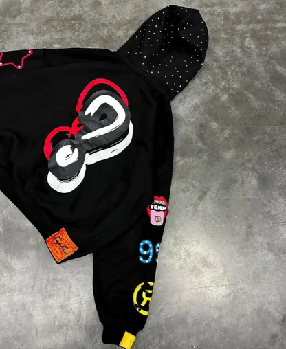 Blacked Out Arcs Zip-Up Hoodie