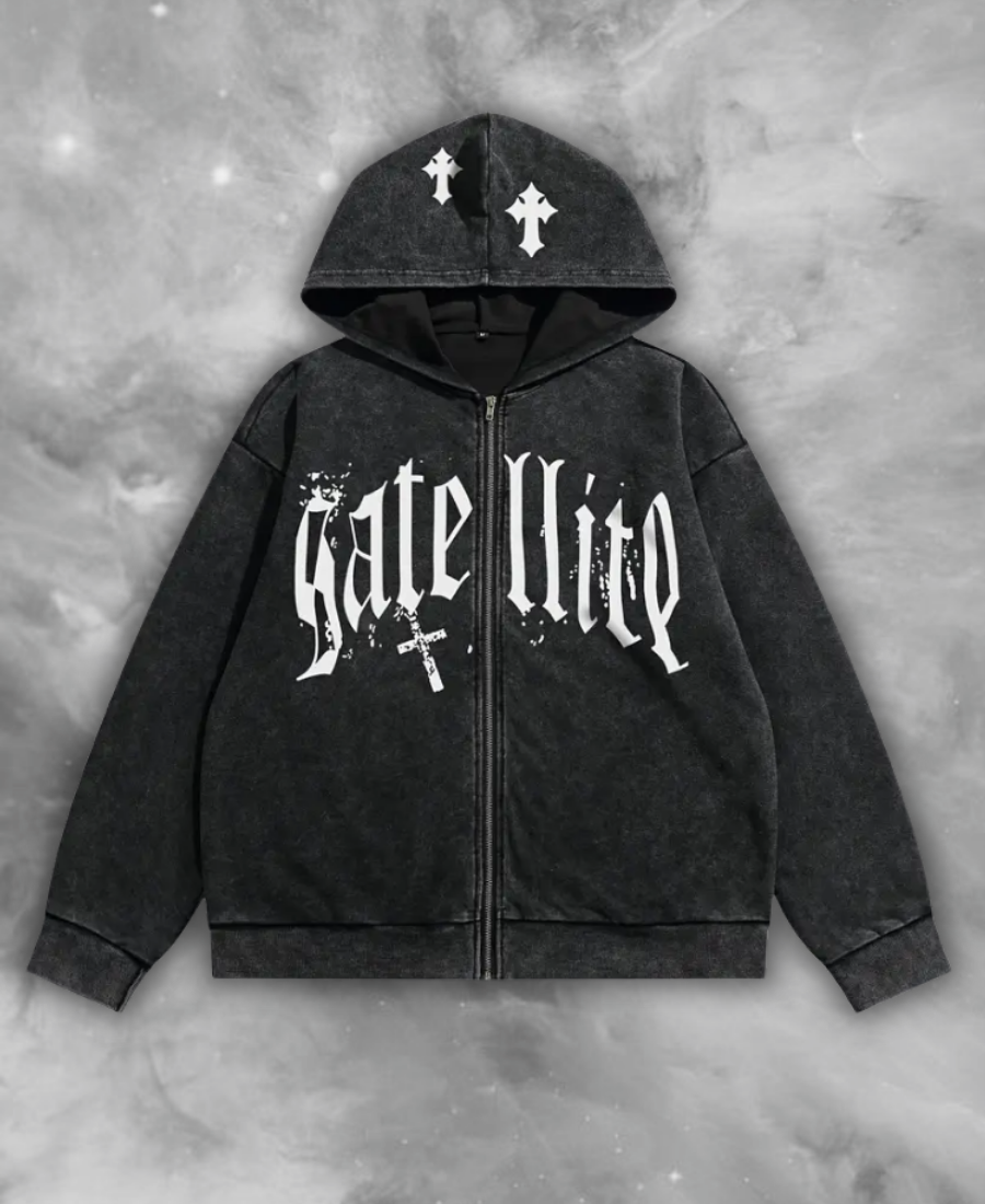 Gatellite Cross Zip-Up Hoodie