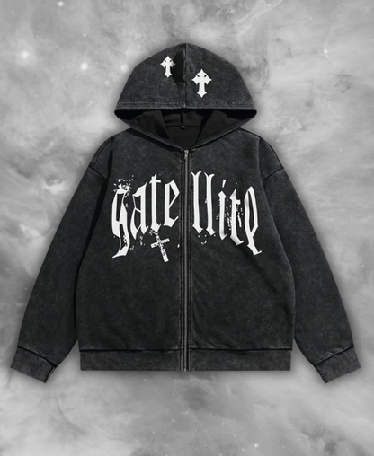 Gatellite Cross Zip-Up Hoodie